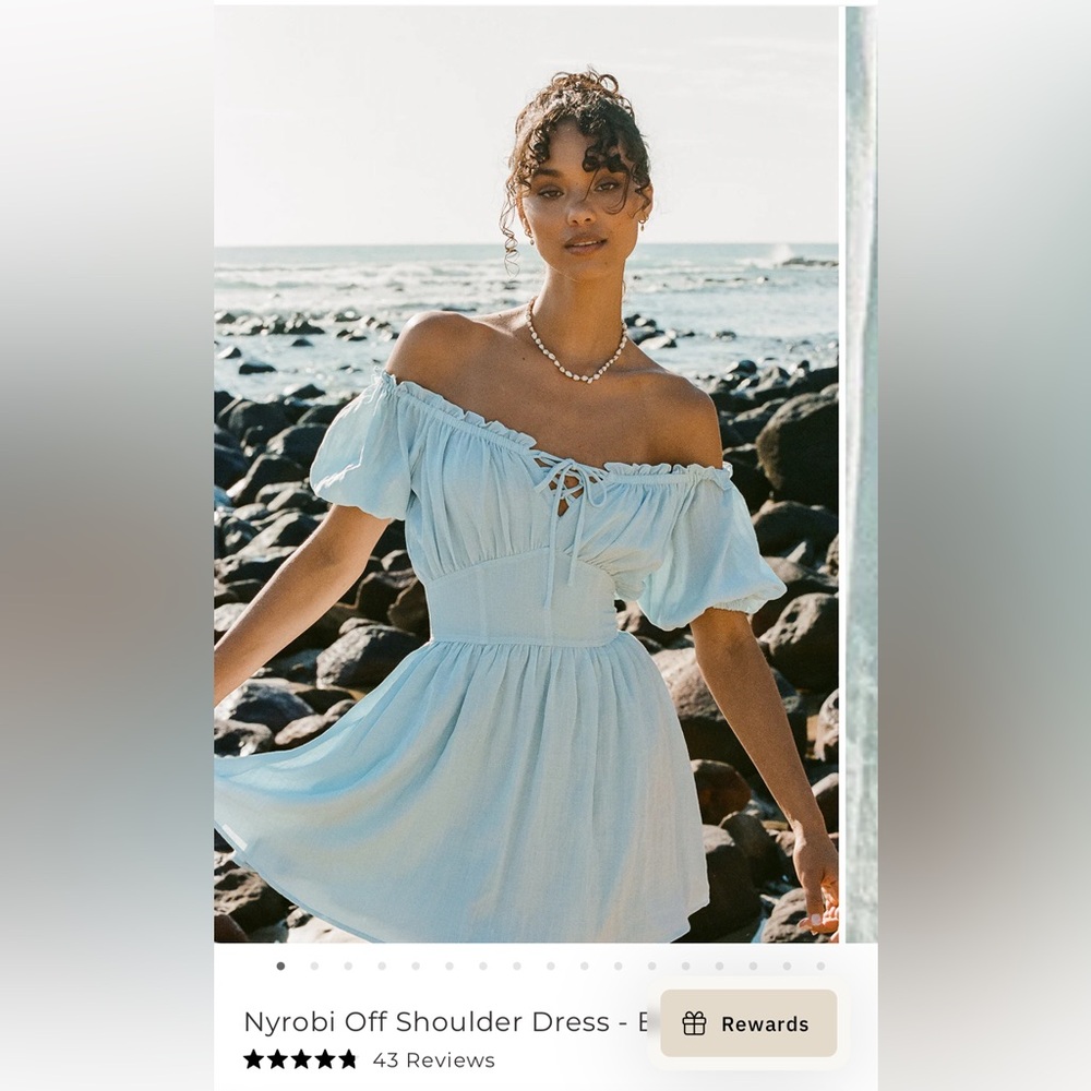Sabo Skirt Light Blue Off-Shoulder Mini Dress